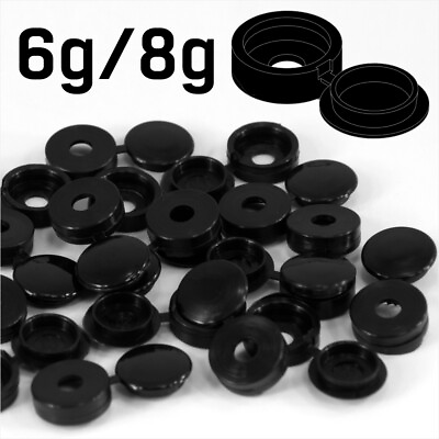 #ad SMALL BLACK PLASTIC SCREW COVER CAPS HINGED FOLD OVER TO FIT SIZE 6g 8g GAUGE $159.99