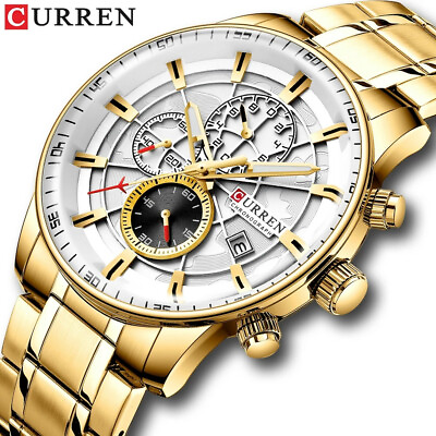 #ad CURREN Men Watch Fashion Steel Wristwatch Male Business Chronograph Date Watches $22.65