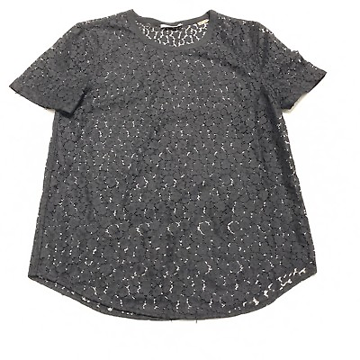 #ad Equipment Femme Womens Black Lace Short Sleeve Top Size XS $31.20