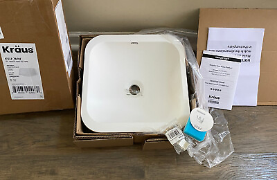 #ad Kraus KSU 7MW Natura™ Square Undermount 15quot; Solid Surface Bathroom Sink White $79.99