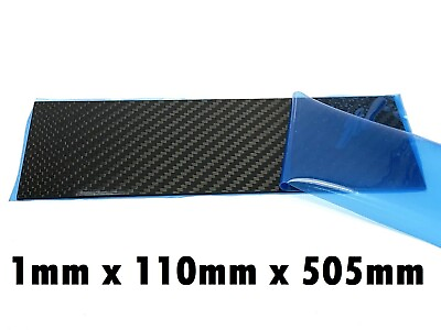 #ad Gloss Black Real Carbon Fiber Twill Sheet Panel Plate Plain 1mm x 110mm x 505mm $55.00