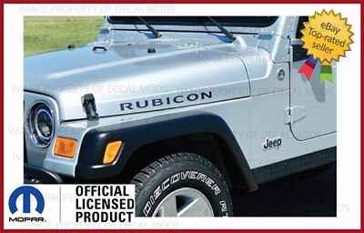 #ad 2x Jeep Wrangler RUBICON Hood Decals Stickers TJ 1997 2006 Gloss Black SJ4T6 $32.96