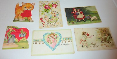 #ad Antique Valentine Cards Die Scarce Designs Cut amp; 4 Post Cards See Photos $18.00