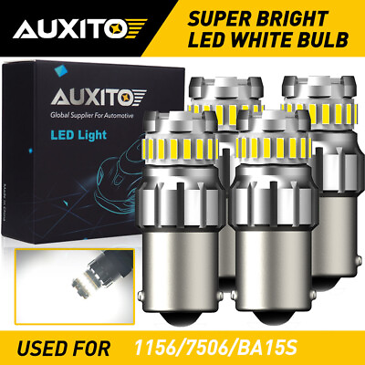 #ad AUXITO 1156 BA15S 7506 P21W LED Turn Signal Light DRL Bulbs White ERROR FREE EXC $17.09