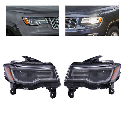 #ad For 2016 2021 Jeep Grand Cherokee Xenon HID Headlight Black Left Right Side Pair $606.10