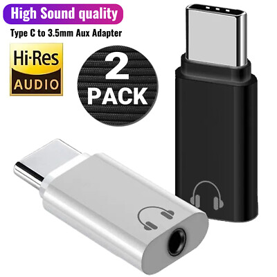#ad 2 Pack USB C Type C Adapter Port to 3.5MM Aux Audio Jack Earphone Headphone Car $5.49
