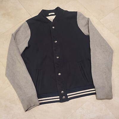 #ad Abercrombie amp; Fitch Aamp;F Muscle Men XL Snap Varsity Navy Fleece Sweatshirt Jacket $23.06