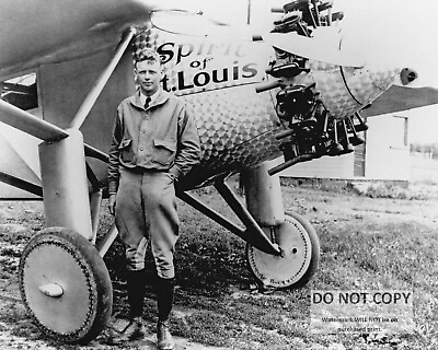 #ad CHARLES LINDBERGH IN FRONT OF PLANE quot;SPIRIT OF ST. LOUISquot; 8X10 PHOTO BB 088 $8.87