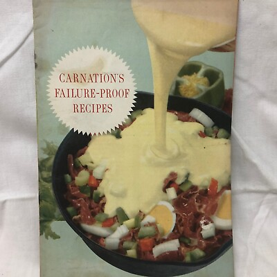 #ad Vintage 1957 Carnation’s Failure Proof Recipes Cookbook 15 pg Paperback Booklet $10.00