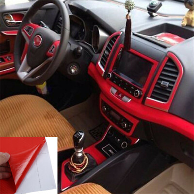 3D Red Carbon Fiber Car Interior Panel Protector Sticker Accessories DIY Durable $6.49
