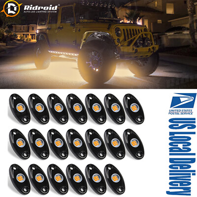 #ad 20pcs Yellow LED Rock Lights Trail Rig Glow Lamp for Jeep Offroad Boat Truck UTV $69.99