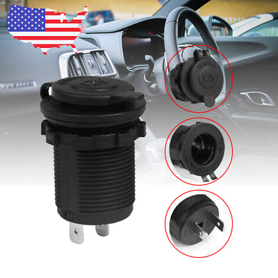 #ad 12V Waterproof Car Motor Boat Cigarette Lighter Socket Power Plug Outlet Black $4.49