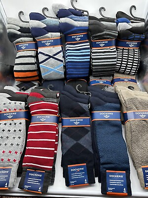#ad NEW 4 PAIR PACK DOCKERS MENS DRESS CREW SOCKS POLYESTER SHOE SIZE 6 12 $15.99
