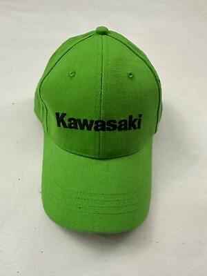 #ad New Kawasaki Logo Graphic Green Adjustable Baseball Cap Hat One Size $27.99