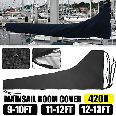 #ad 5 Size Boat Sail Cover Black Yacht Sail Cover Boom Sail Cover Fit 8FT 13FT $55.16