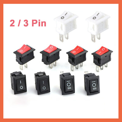#ad Small Mini On Off Rocker Switch Rectangle SPST 16A 250V 2 Pin 3 Pin Mulitcolor $3.55