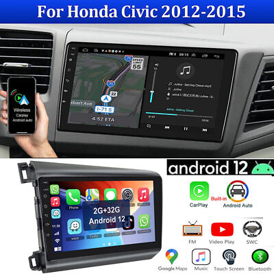 #ad For Honda Civic 2012 2015 Car Stereo Radio Apple 232GB GPS Player Android 12.0 $114.79