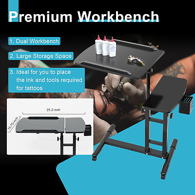 #ad 7Kg Tattoo WorkStation Arm Rest Mobile Work Station Portable Tray Rolling Stand $65.80