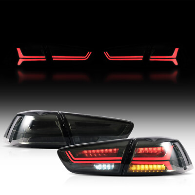 #ad Smoked LED Taillights For 08 17 Mitsubishi Lancer EVO X Rear Lights w Animation $189.99
