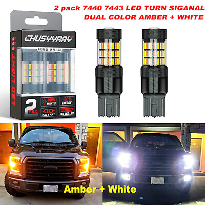 #ad 7443 Amber White LED Turn Signal DRL Light Bulb For 2018 2021 Jeep Wrangler JL $14.79