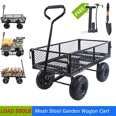 Garden Carts Yard Dump Wagon Cart Lawn Utility Cart Outdoor Steel Heavy Duty US $89.00