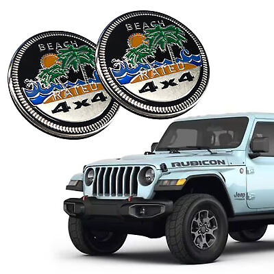 #ad 2X Metal Beach Rated 4X4 Side Door Fender Emblem Badge for Car Truck Universal $16.99