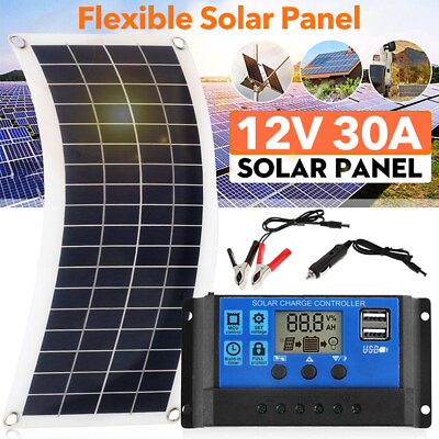 #ad 50W Flexible Solar Panel 12v Battery Charge Power with Controller Camping Boat $34.19