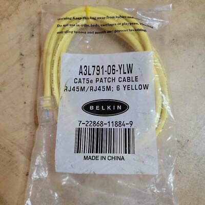 #ad Belkin CAT5e Patch Cable 6 Ft A3l791 06 YLW RJ45M RJ45M Yellow Ethernet $11.83