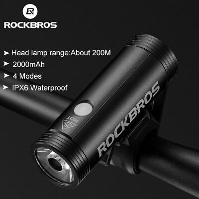 #ad ROCKBROS Waterproof Cycling Bicycle Head Front Light USB Rechargeable LED Light $15.99