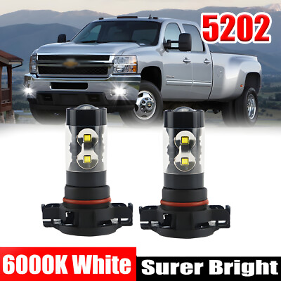 #ad 5202 H16 LED Fog Light Bulbs For Chevy Silverado 1500 2500HD 2007 2015 6000K 80W $10.99