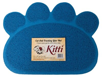 #ad Cat Litter Anti Tracking Mats Paw Print Blue $18.43
