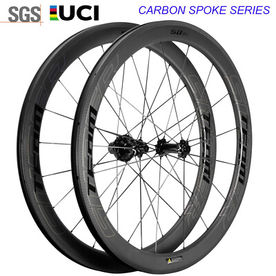 #ad #ad High quality Carbon Spoke Wheelset 700C Road Bicycle Wheels Tubeless Ceramic Hub $890.00