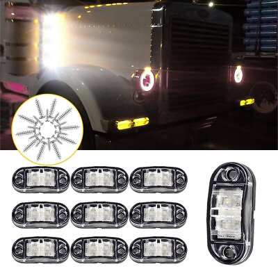 #ad 10x Oval 2.5quot; White LED Trailer Clearance Side Marker Light Commerical Truck ANE $12.99