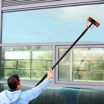 #ad 3 in 1 Water Fed Brush 24ft Window Solar Panel Cleaning Tool Poles w Squeegee $113.05