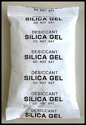 #ad 250 264 gram Silica Gel Desiccant pouches 5PC. LOTS white heavy paper package $15.99