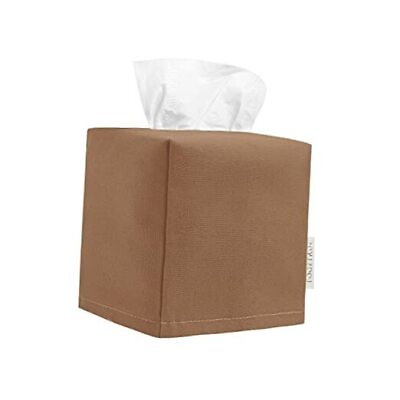 #ad Tissue Box Cover Reusable Fabric Tissue Holder Square Canvas Tissue Camel $12.78