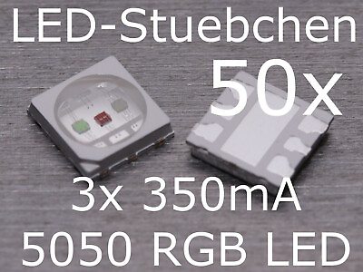 #ad 50x 5050 3x350mA RGB LED 3W SMD PLCC6 3 Chip EUR 28.90