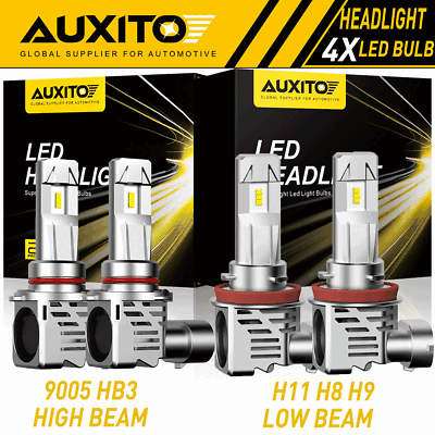#ad 4X AUXITO 9005 H11 LED Headlight Bulbs Kit High Low Beam Bright White 6500K EOA $59.84