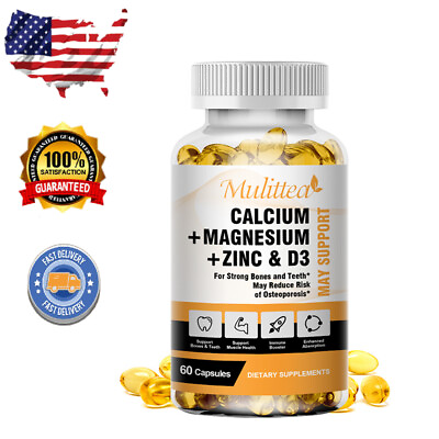 #ad Calcium Magnesium Zinc amp; Vitamin D3 Capsules Support Bone Health Immune Energy $11.88