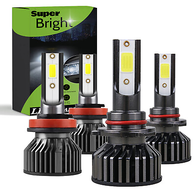 #ad 4x 9005 H11 Combo LED 8000K Headlight High Low Beam Bulbs Kit Super White Bright $34.99