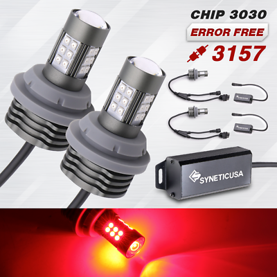 #ad Red LED Stop Brake Tail Light Bulb Lamp 3157 3156 4157 3057 Error Free $33.49