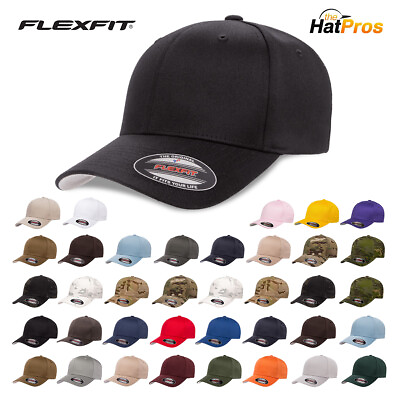 #ad FLEXFIT Classic ORIGINAL 6 Panel Fitted Baseball Cap HAT S M amp; L XL All Colors $12.51