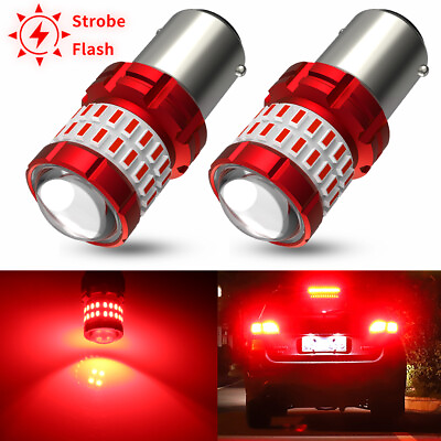 #ad 1157 LED Strobe Flashing Brake Stop Tail Parking Light Bulb Bright Red 2X Canbus $13.00