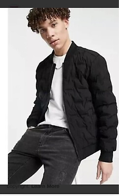#ad Karl Lagerfeld Mens Black Quilted Bomber Jacket Size L BID 4 CHARITY ❤️blt4i1 $225.00