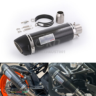 #ad Exhaust Muffler Tips Tail Carbon Fiber Pipe DB Killer 51mm Motorcycle Universal $78.30