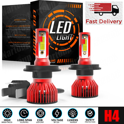#ad Nartoup H4 9003 COB LED Headlight Hi Lo Dual Beam Kit 10000LM 6000K White Bulbs $16.99