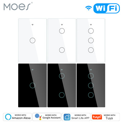 #ad MOES WiFi RF Smart Light Switch Wall Touch Alexa Google Voice Control APP Remote $20.69