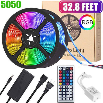 #ad 100ft LED Strip Lights Remote Control Bedroom Waterproof for Indoor Outdoor Use $39.99