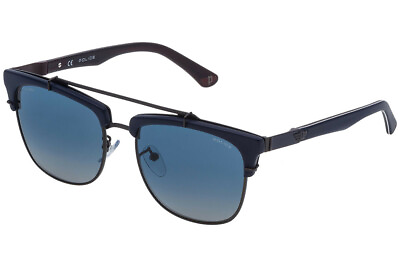 #ad NWT Police Sunglasses BLOCK 2 SPL494 627Z Gunmetal Blue Gradient Polarized 54m $110.00