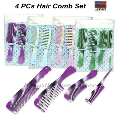 #ad 4 PCs Hair Comb Set 4 Styles Pick your Colors *US SELLER Free Shipping* $7.99